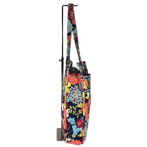 Vera Bradley Happy Snails Tall Tote Double Shoulder Strap Bag Floral W/Monogram - Picture 4 of 12